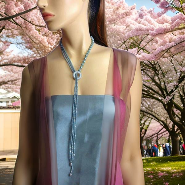 Livid Gray Pearl Crystal Ring Necklace