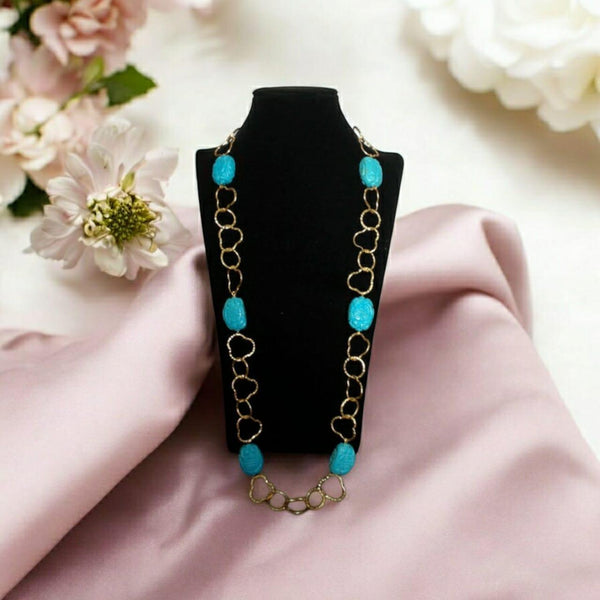 Enthralling Turquoise in Golden Spherical Chain Necklace