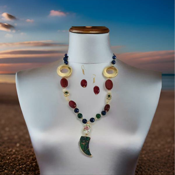 Enchantment of Green Blue Red and White Necklace Set