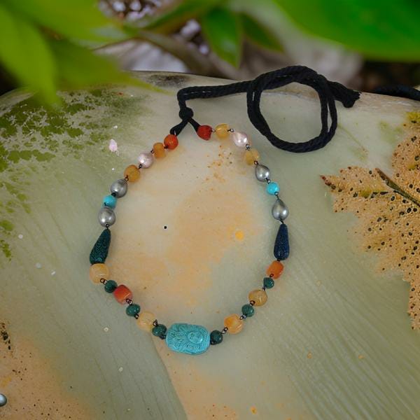 Opulence of Teal and Turquoise with Hues of Orange Necklace