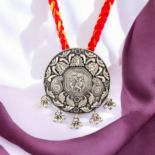 Divine Silver Krishna Temple Necklace