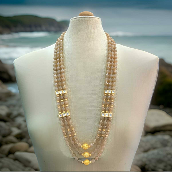 Tortilla Brown Spherules in Geru Layered Pedestal Necklace