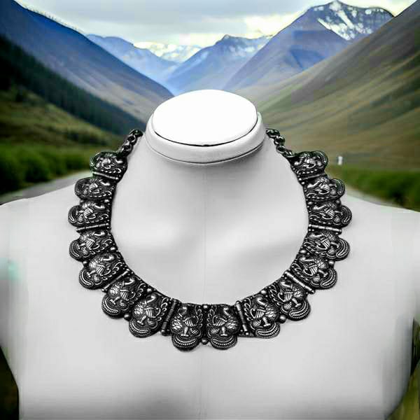 Silver Peacock Beautiful Choker Necklace