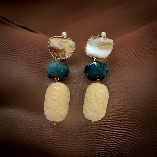 Mermaid Corals with MOP Green Earrings