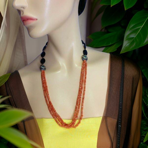 Ornamental Orange Layers with Black Necklace