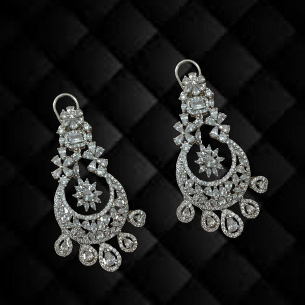 Crystalline Teardrop Cubic Zircon Chandbali Long Earrings