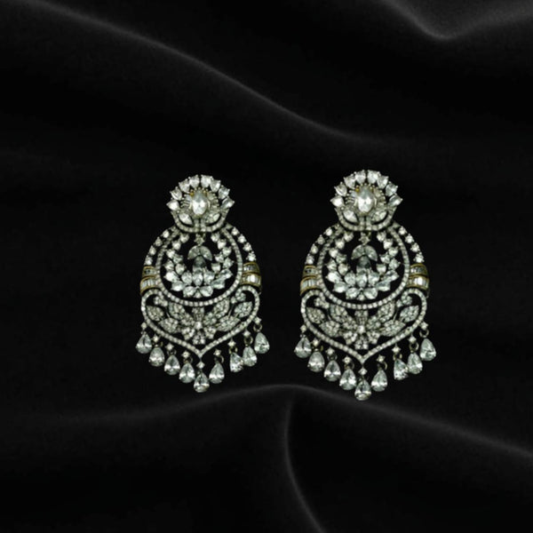 Stunning CZ Floral Chandbali Earrings