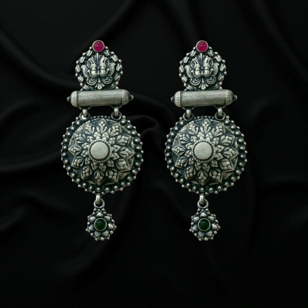 Striking Spherical Silver Long Earrings