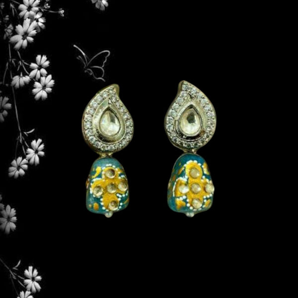Cerulean Blue With Kundan Cubic Zirconia Earring