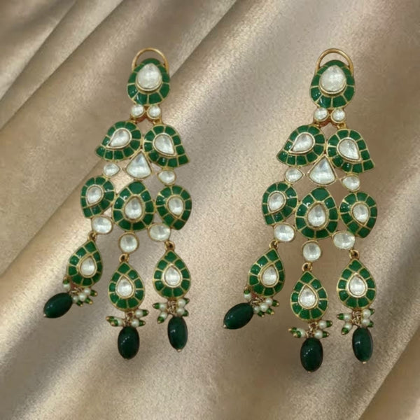 Glamorous Green Long Earrings