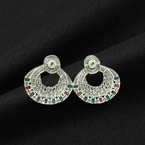 Red Green Diamonds Chandbali Earrings