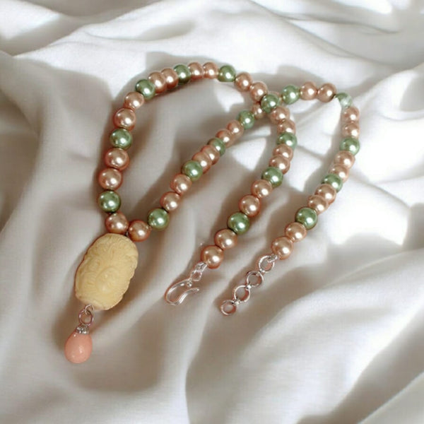 Marvelous Pink and Greenish Pearls with Coral Necklace