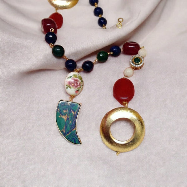 Enchantment of Green Blue Red and White Necklace Set