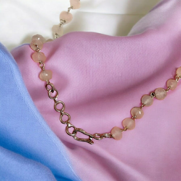 Ravishing Rose Quartz Beads Tangerine Pendant Necklace