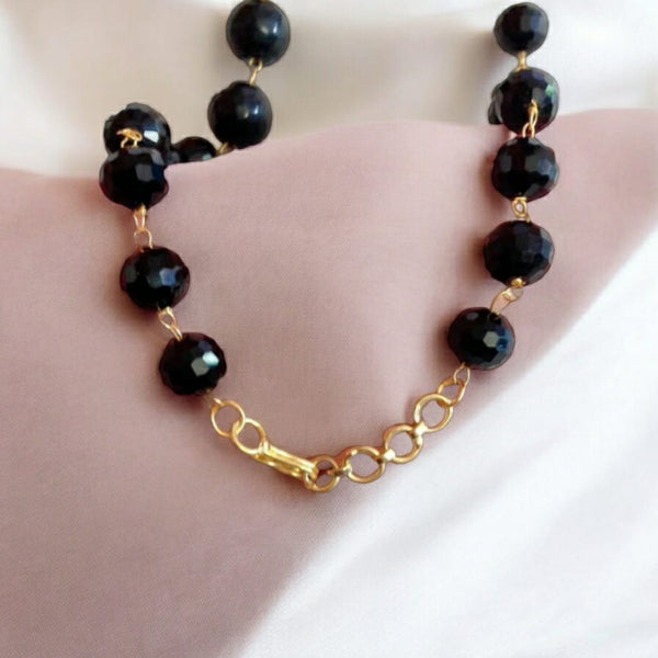 Bold Black Agates with Golden Circle Necklace