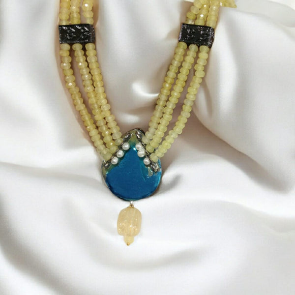 Yellow Necklace Baroque Pendant