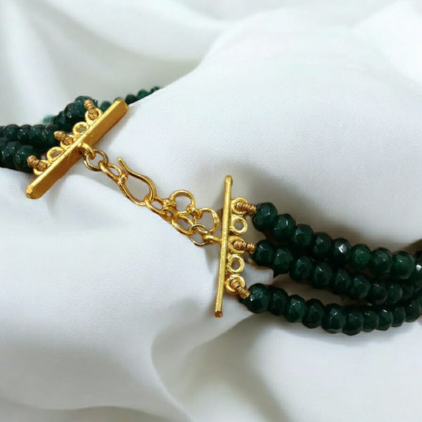 Majestic Emerald Green 3 Stranded Necklace
