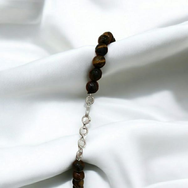 Tremendous Tiger Beads With Silver Pendant Necklace