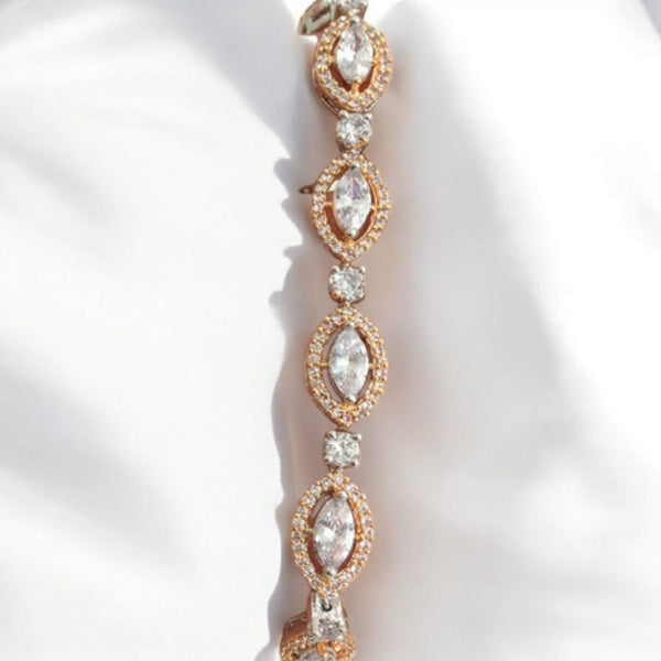 Glorious Rose Gold Marquise Crystal Bracelet