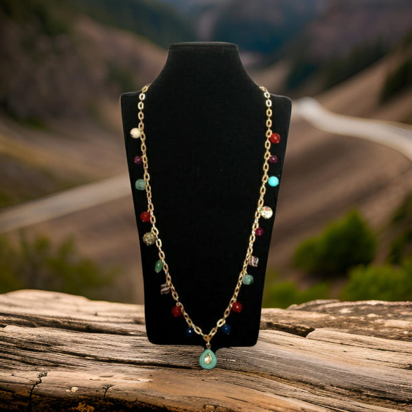 Multicolored Gemstone Chain Necklace
