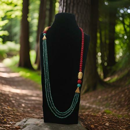 Delightful Candy Red and Aquamarine Green Necklace