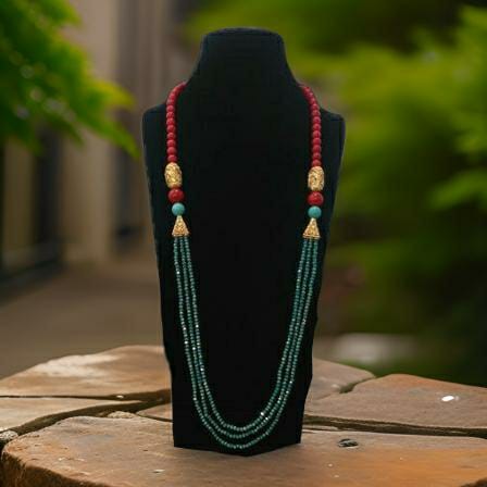 Delightful Candy Red and Aquamarine Green Necklace