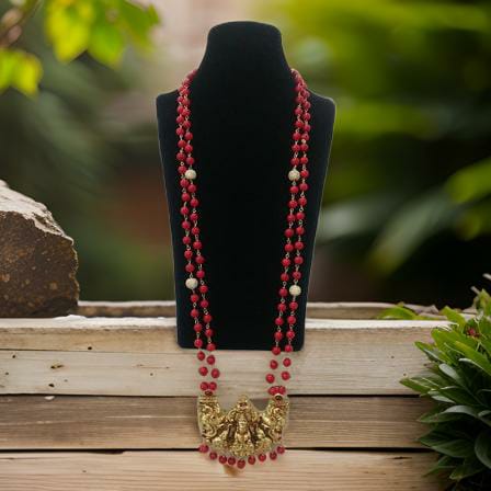 Red Synthetic Coral and  Laxmi Pendent