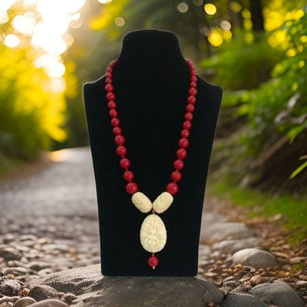 Red Synthetic Coral Beads Necklace