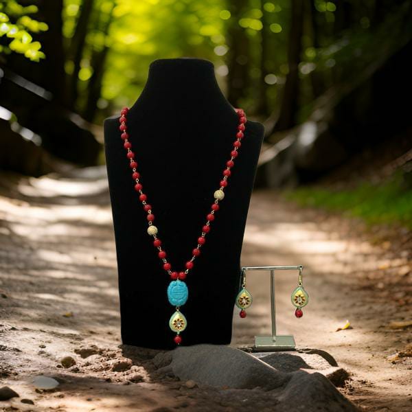 Red and Turquoise Necklace Set