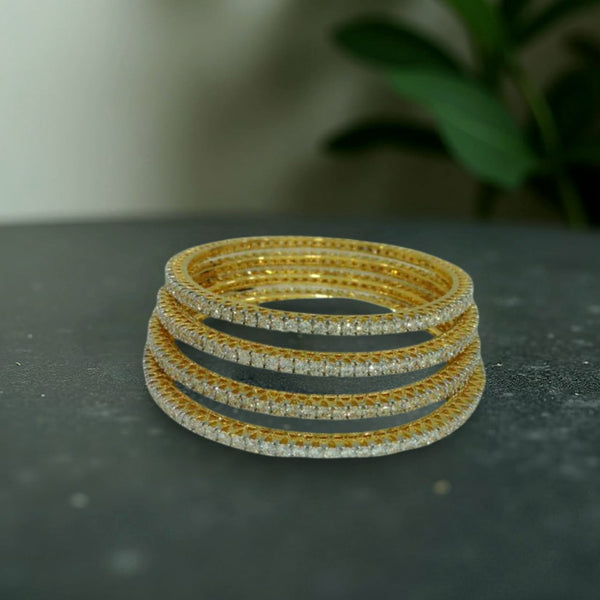 Exquisite Golden And Crystal Bangles