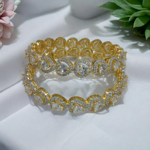 Royal Heart of Golden And Crystal Bangles