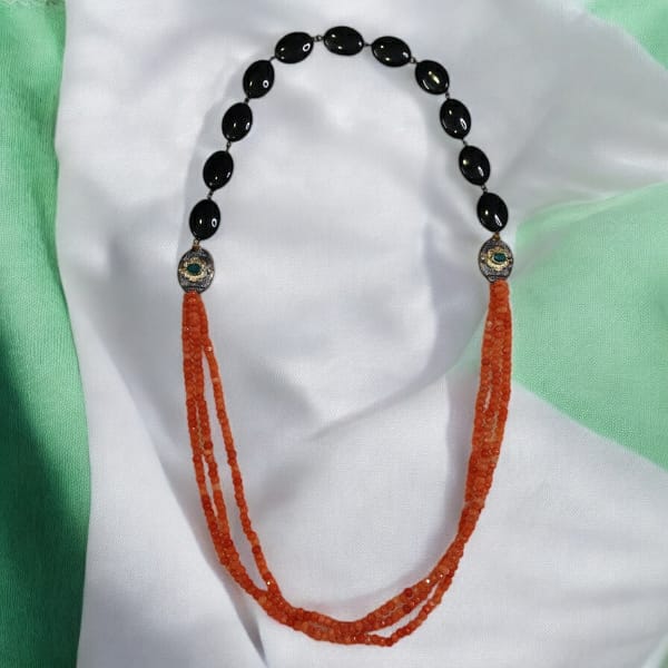 Ornamental Orange Layers with Black Necklace