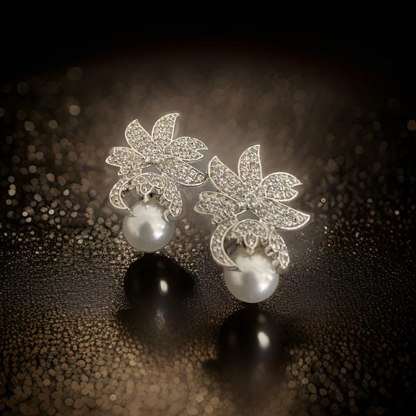 Divine Cubic Zircon with Pearl Earrings