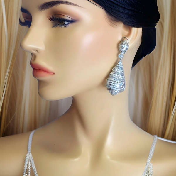 Antique Cubic Zircon Studded Long Earrings