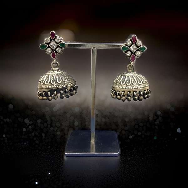 Silver Sparkle Fiesta Jhumka Earrings