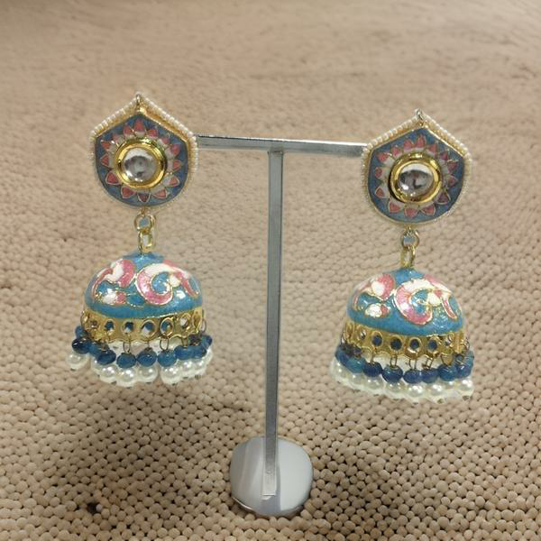 Cerulean Blue Enamel Jhumka Earrings