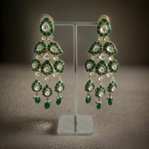 Glamorous Green Long Earrings