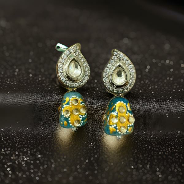 Cerulean Blue With Kundan Cubic Zirconia Earring
