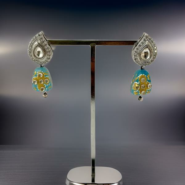 Cerulean Blue With Kundan Cubic Zirconia Earring