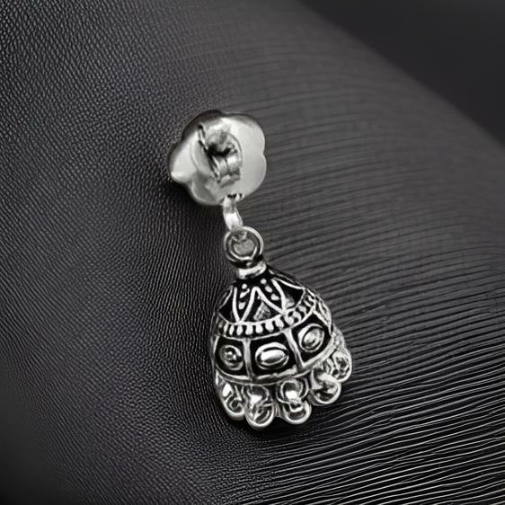 Silver Rose Jhumki Earrings