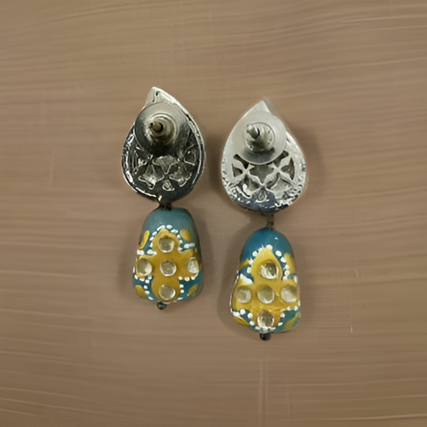 Cerulean Blue With Kundan Cubic Zirconia Earring
