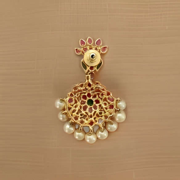 Gorgeous Gold Plating With Gemstones And Pearls Earrings