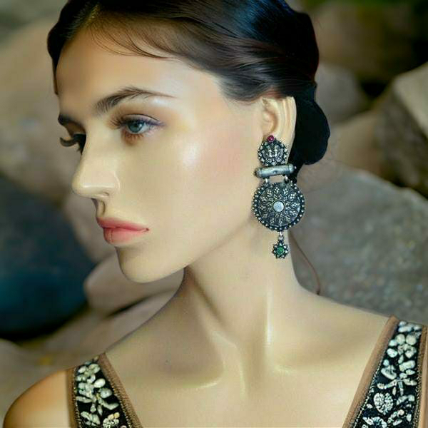Striking Spherical Silver Long Earrings