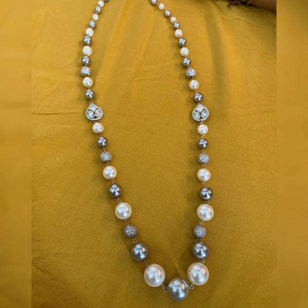 Sparkly Silver and White Pearl Necklace