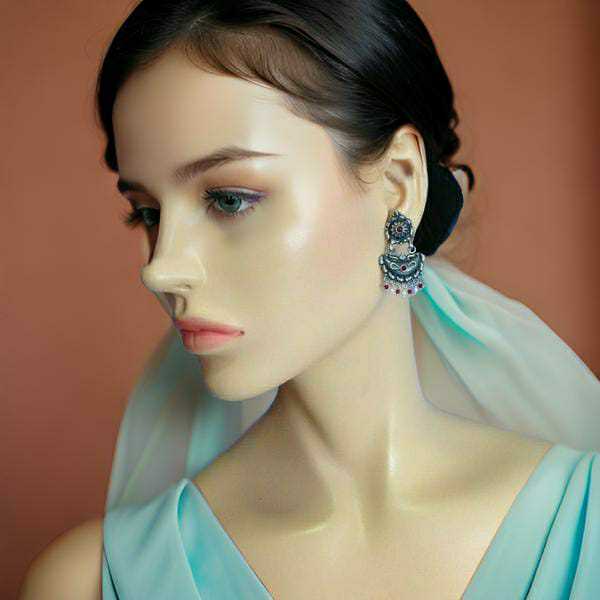 Vintage Silver Oxidized Drop Earrings