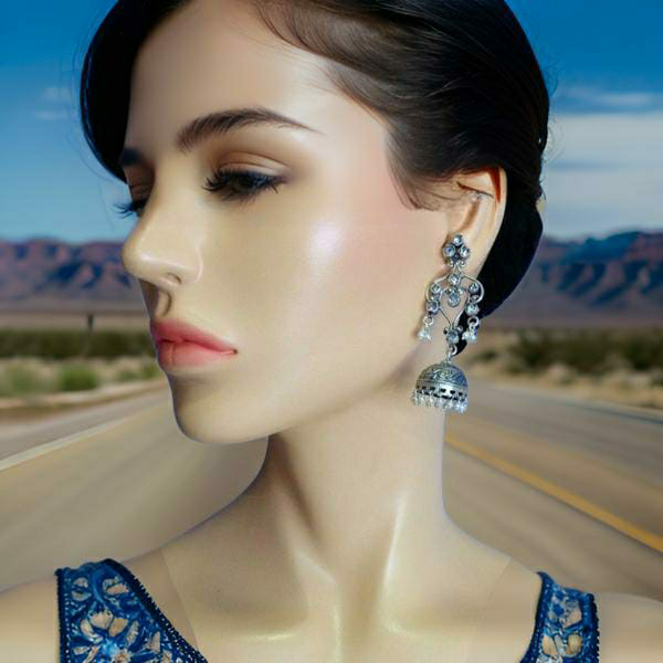 Stunning Silver Jhumki Long Earrings