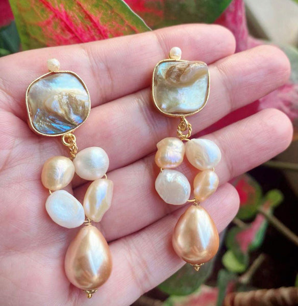 Lustrous Champagne Gold Pearl Earrings