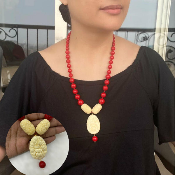 Red Synthetic Coral Beads Necklace