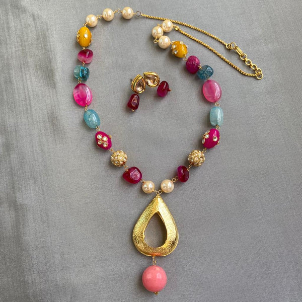 Amazement with Enamel Beads and Gemstone Necklace Set