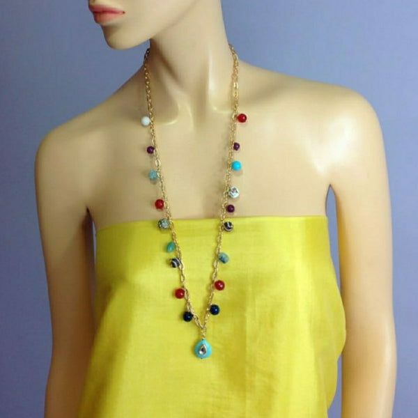 Multicolored Gemstone Chain Necklace